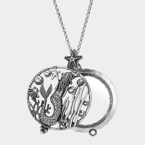 Long Mermaid Magnifying Glass Pendant Necklace